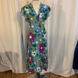 Spring midi length dress floral print